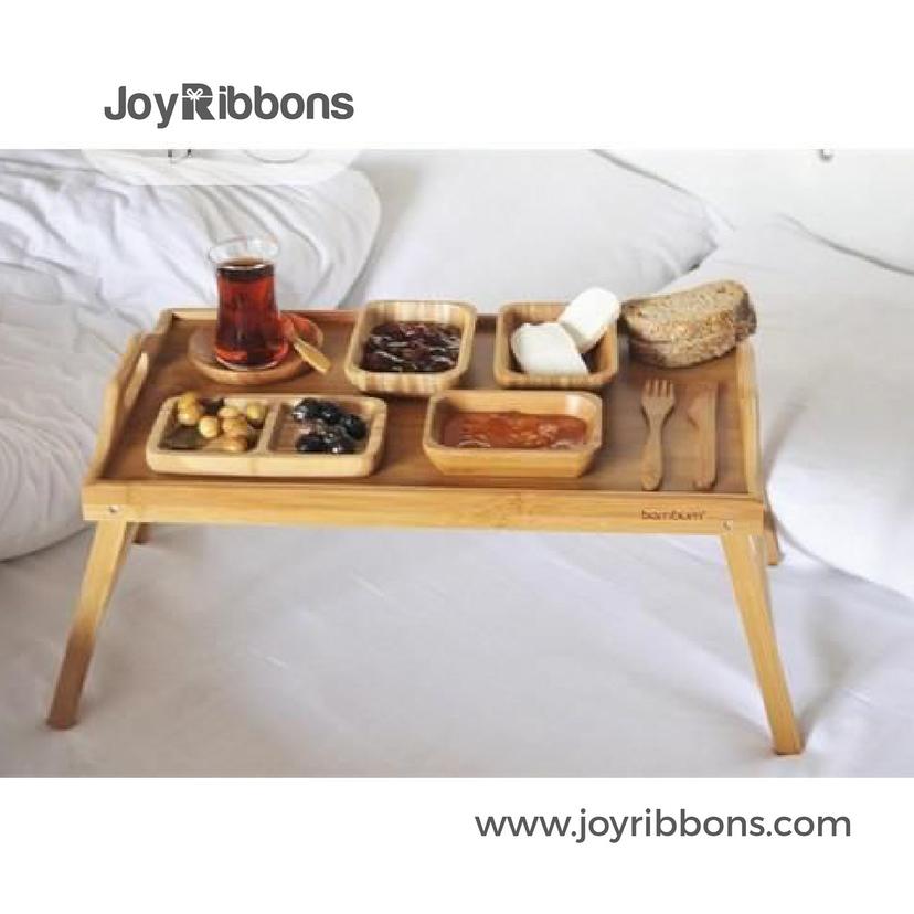 Foldable wooden bed tray