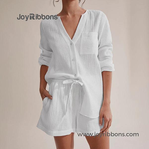 White Long Sleeve Pajamas