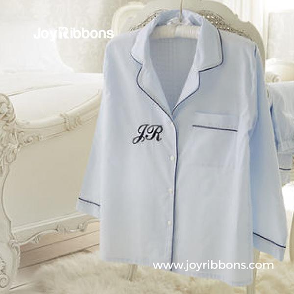 Personalised Women's Blue Cotton Pyjama's