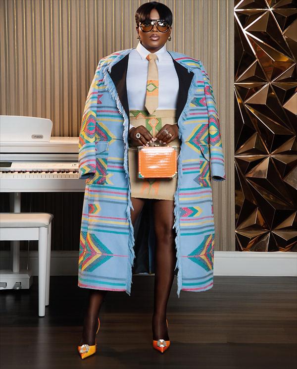 Funke Akindele Serves Bold Style in Ankara Print Coat with Vest & Shorts | OutfitLibrary.com