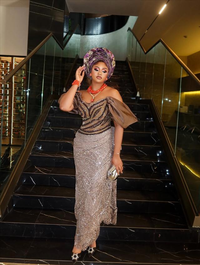 Victoria Uvo Stuns in Gold Asoebi Elegance | OutfitLibrary.com