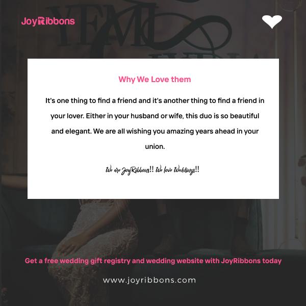 JoyRibbons is top gift registry site in Nigeria. Couples getting married in Nigeria today can receive gift on their wishlist, see RSVP and share their wedding information with their loved ones using JoyRibbons. We are the company that will do everything and anything for love