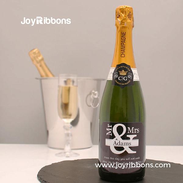 Mr And Mrs Champagne With Personalised Label