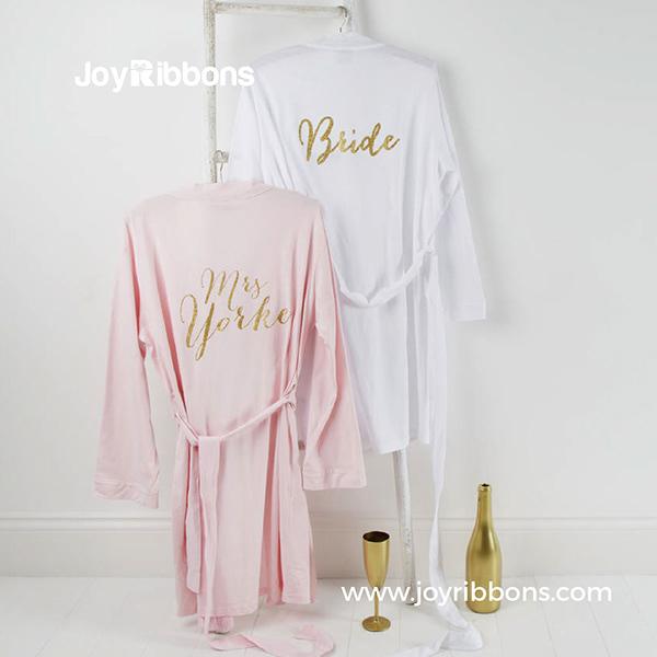 Bride Hen Party Pink Or White Wedding Day Dressing Gown