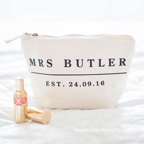 Personalised 'Mrs' Wedding Date Make Up Essentials Bag