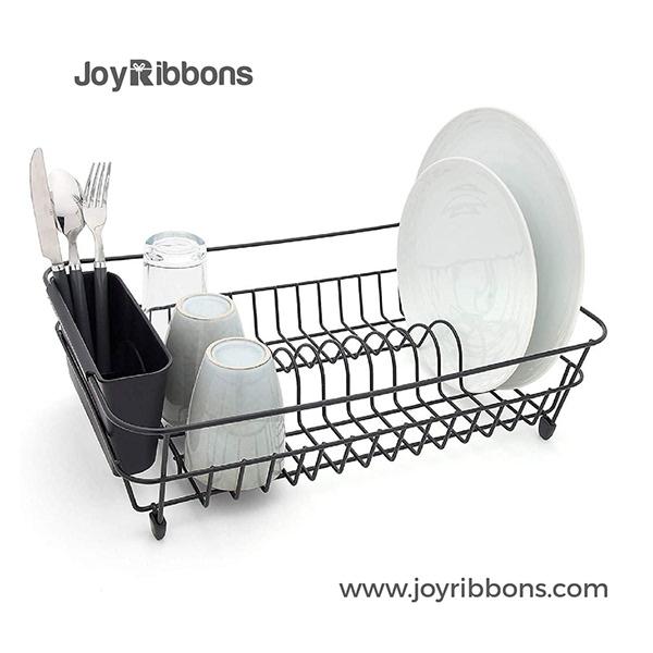 Black Dish Drainer With Cutlery Basket