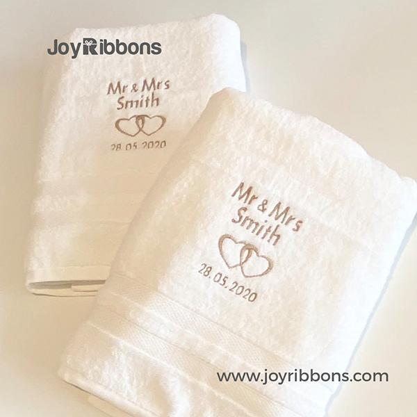 Luxury Mr & Mrs personalised wedding towels