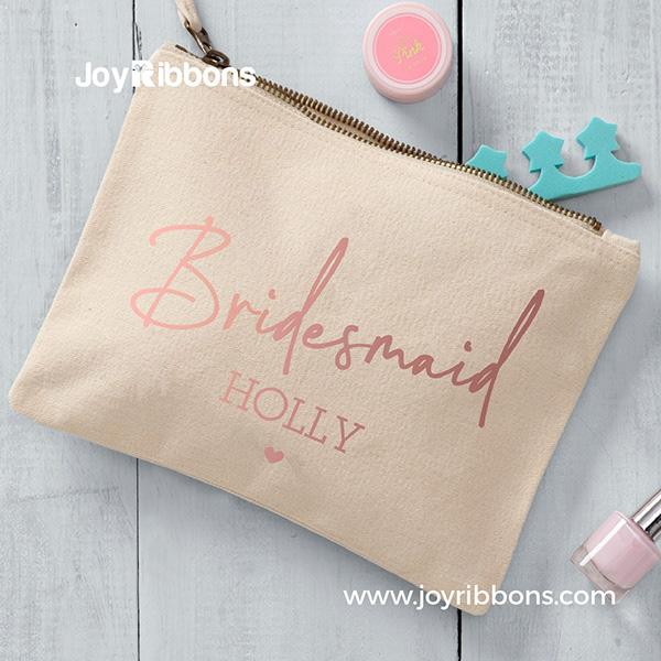 Cream Personalised Cream Bridesmaid Large Cosmetic Bag