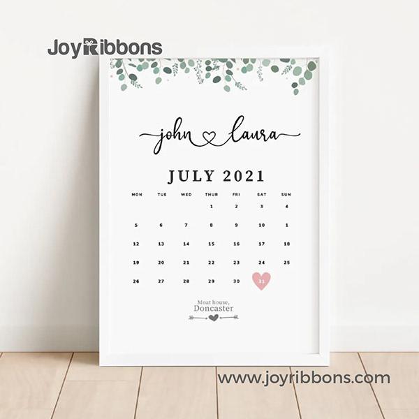 Personalised wedding date print Gift