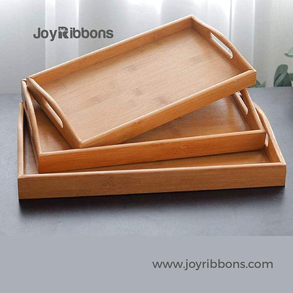 Set of 3 bamboo serving Tray with Handles
