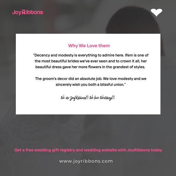 JoyRibbons is top gift registry site in Nigeria. Couples getting married in Nigeria today can receive gift on their wishlist, see RSVP and share their wedding information with their loved ones using JoyRibbons. We are the company that will do everything and anything for love